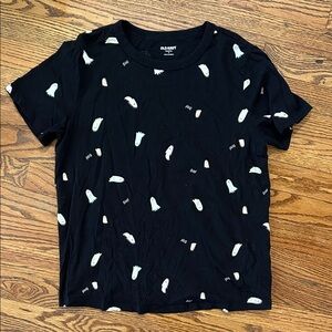 Old Navy Black Tee with Ghost Pattern